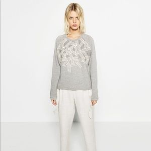 Zara embroidered sweatshirt top